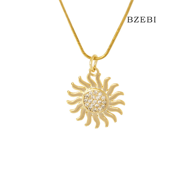 BZEBI 14k Sun Necklace