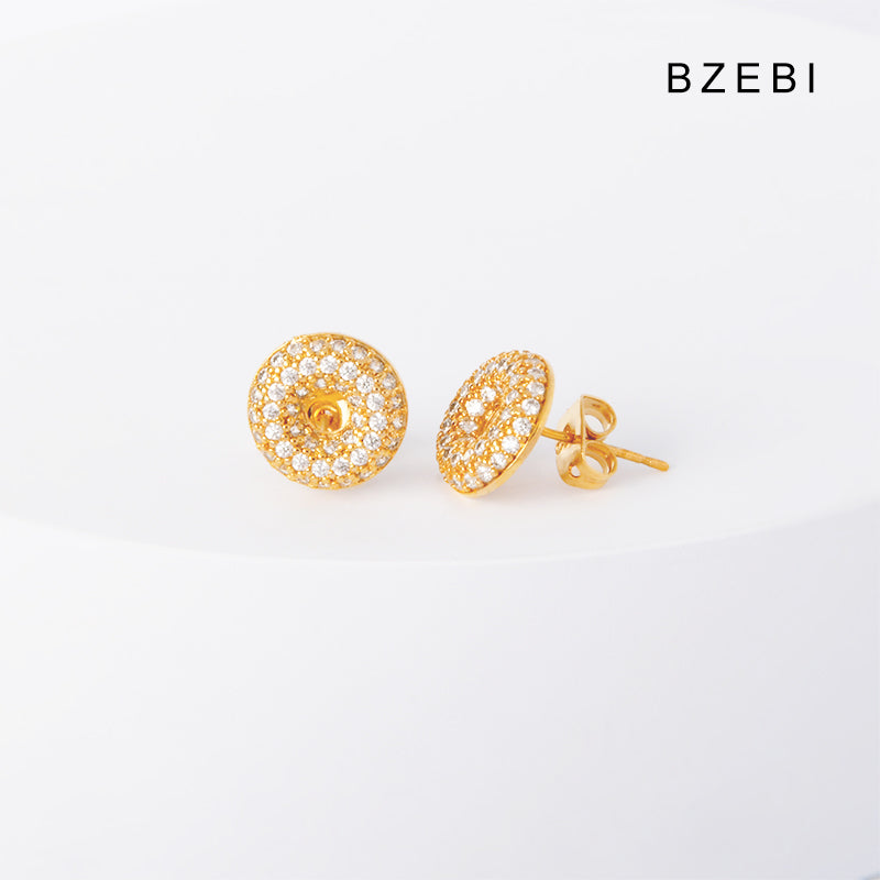 BZEBI 14k fashion disc earrings women