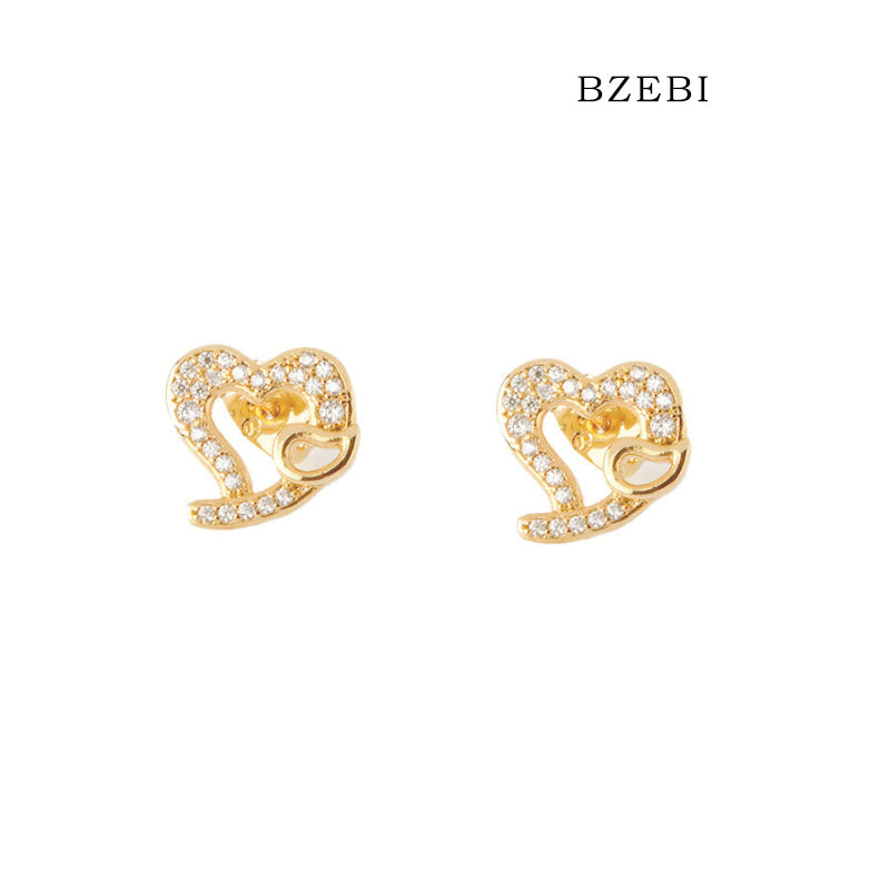 BZEBI 14k Love Hollow Earrings Personalized Girls