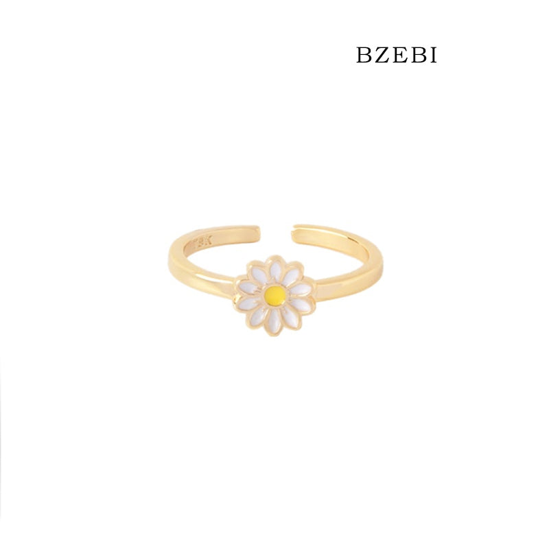 BZEBI 18K Gold Cubic Zirconia Adjustable Open Ring