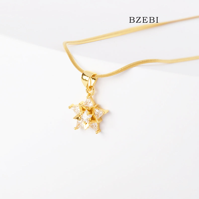 BZEBI 14k Two-pointed Star Necklace