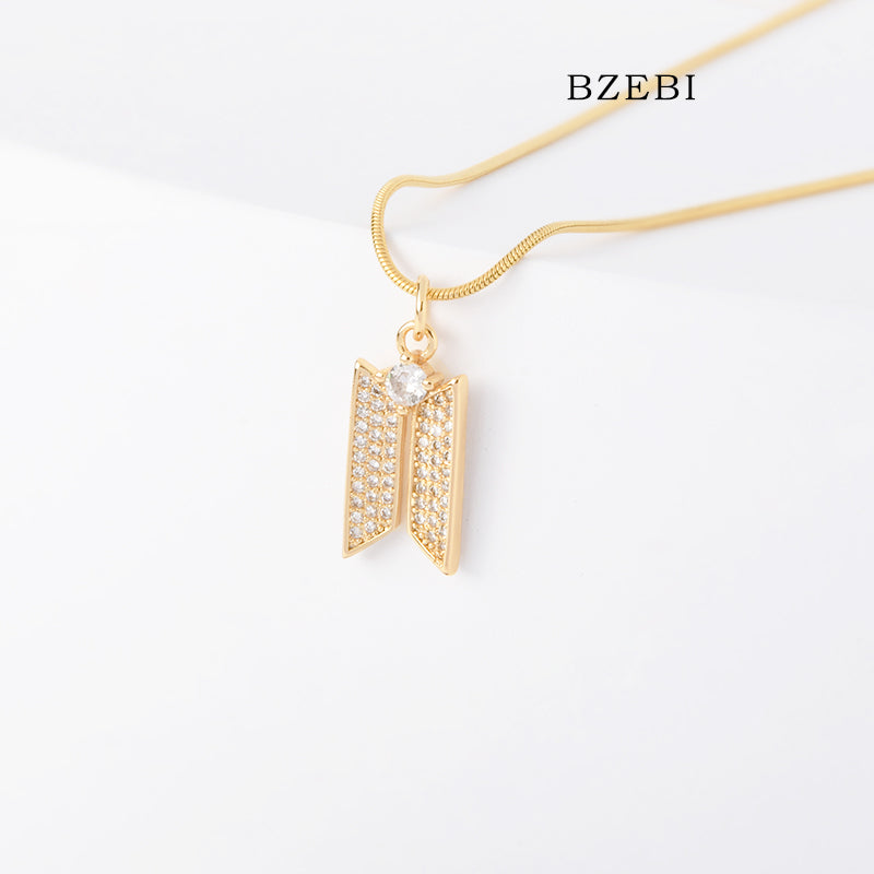 BZEBI 18K Fashion Gold Plated Chain Hallyu Kpop BTS Inspired  Pendant Necklace Accessories for Women