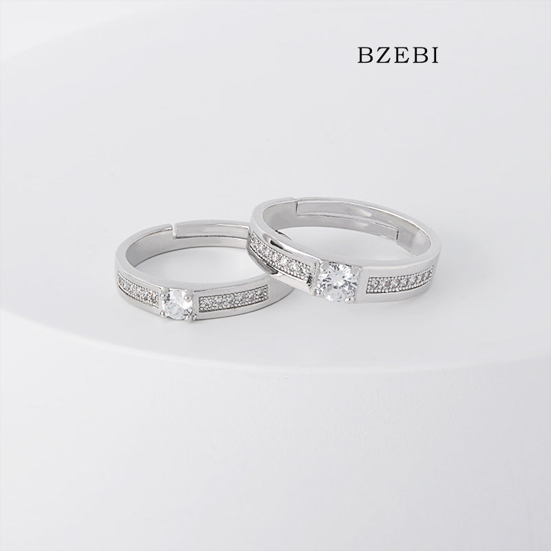 BZEBI 18k Gold Plated Cubic Zirconia eachother Rings for Women with Box