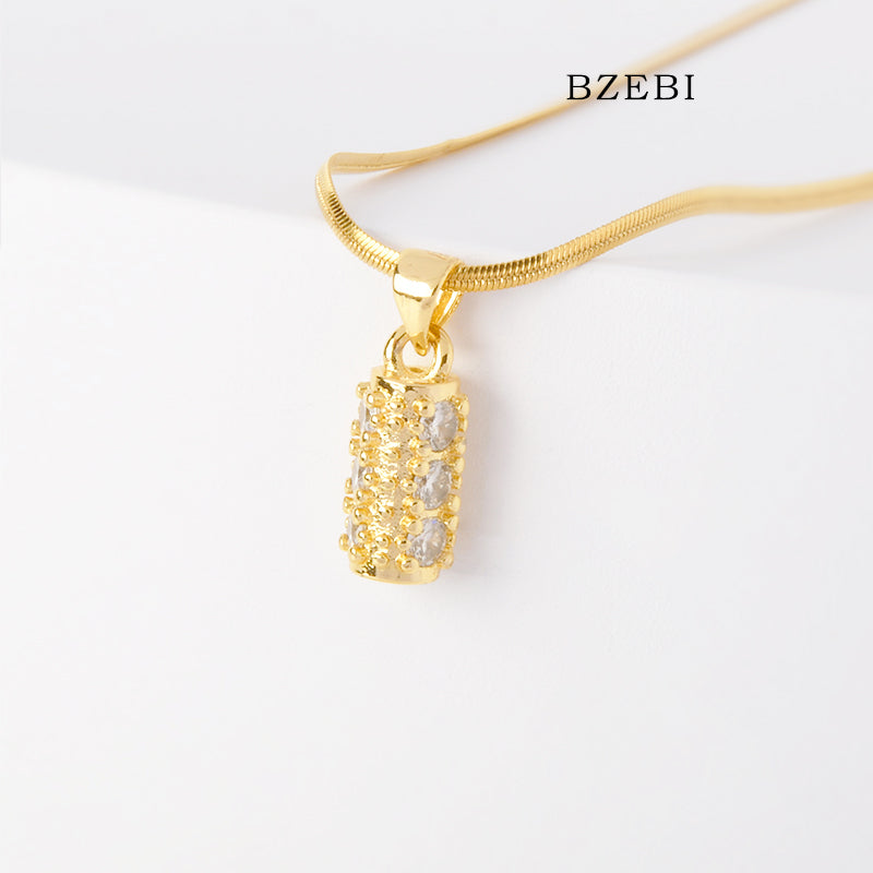 BZEBI 14K niche design zircon pillar necklace