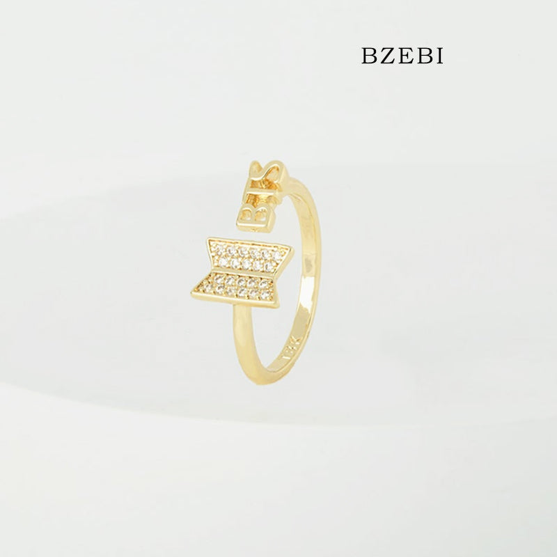 BZEBI 18K fashion gold-plated chain K-pop K-pop music BTS women's ring accessories