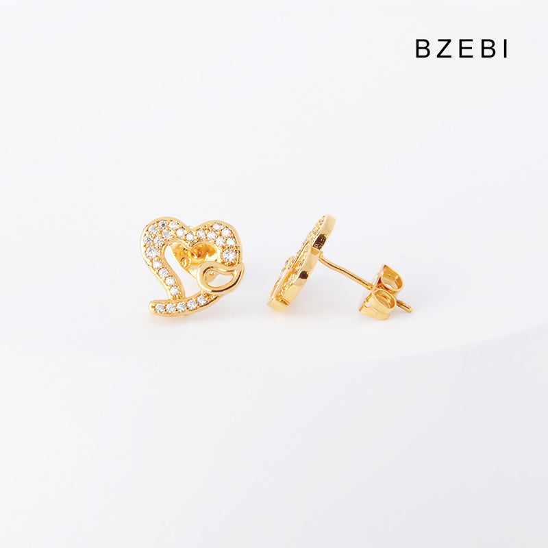 BZEBI 14k Love Hollow Earrings Personalized Girls