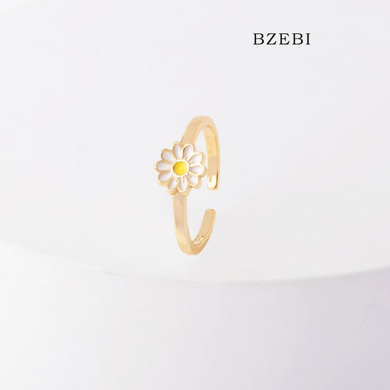 BZEBI 18K Gold Cubic Zirconia Adjustable Open Ring