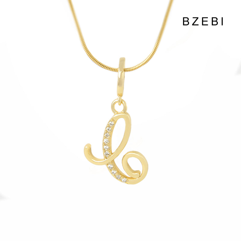 BZEBI 18K Gold Cubic Zirconia Letter C Pendant Necklace