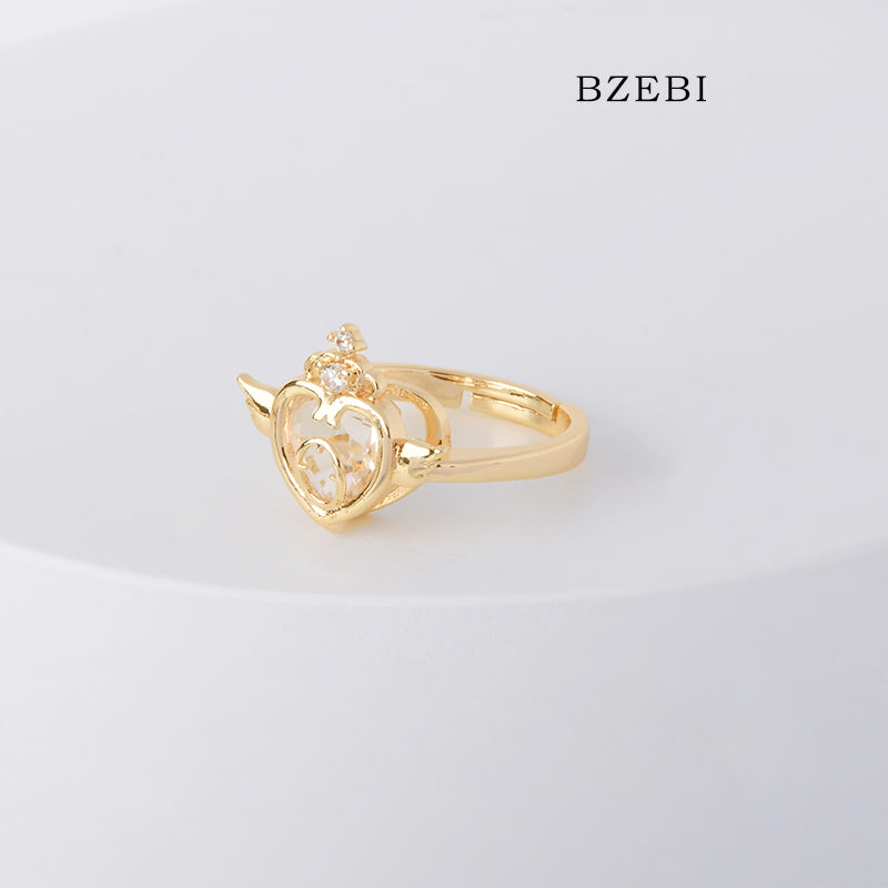 BZEBI 18k Gold Plated Cubic Zirconia Sorcerer Ring for Women with Box