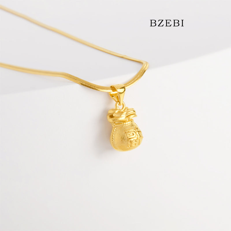 BZEBI 14k Money Bag Necklace