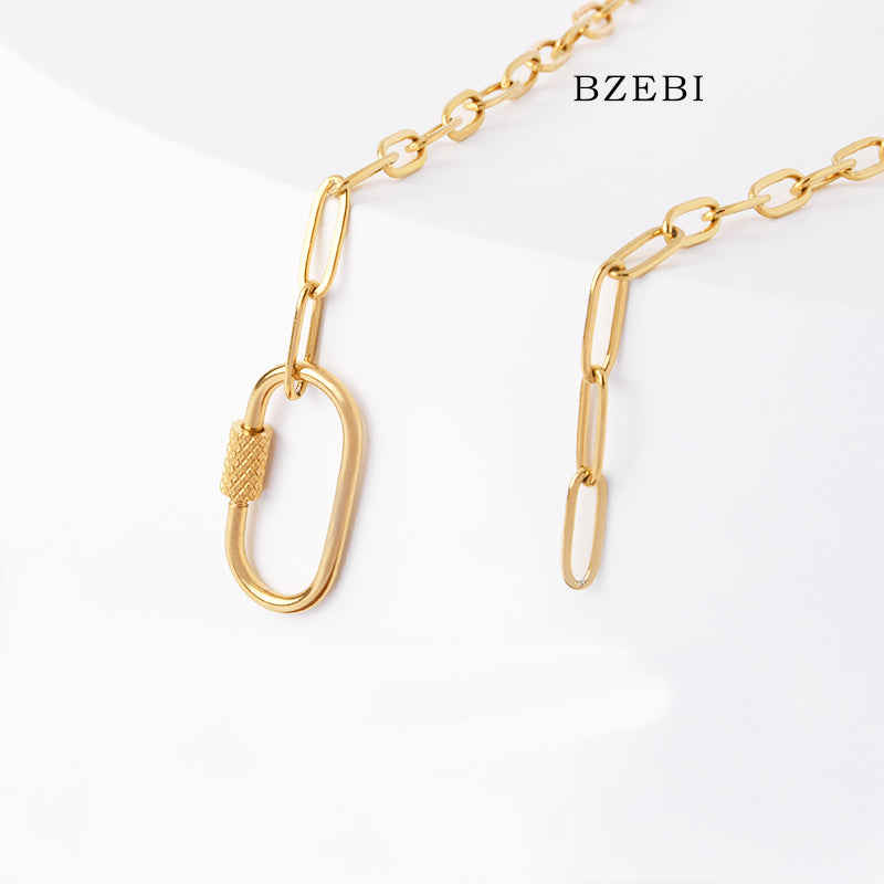 BZEBI 18k Gold Plated Cubic Zirconia Gold Plated Pin Necklace for Women with Box