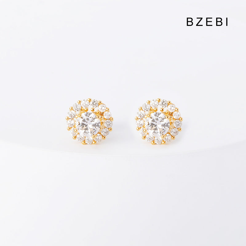 BZEBI18k diamond-plated simple niche Korean design earrings