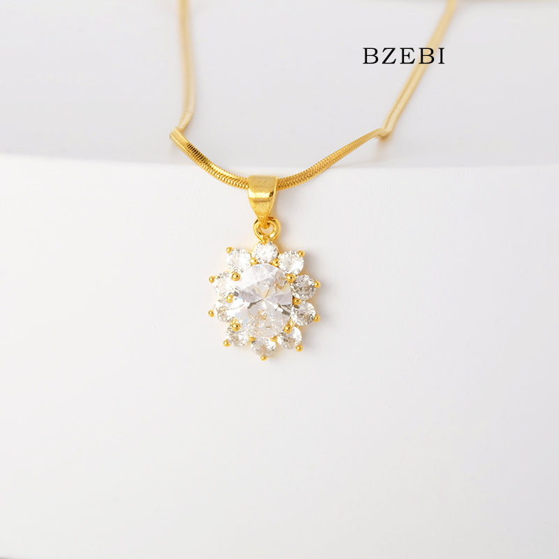 BZEBI14k Sunflower Necklace