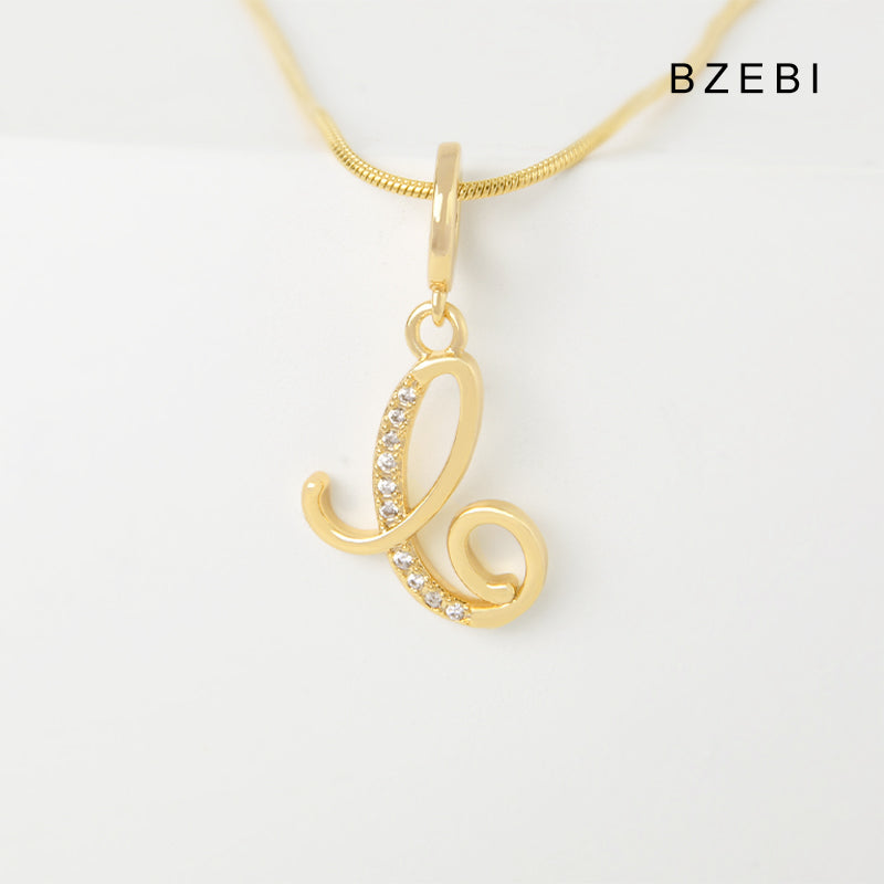 BZEBI 18K Gold Cubic Zirconia Letter C Pendant Necklace