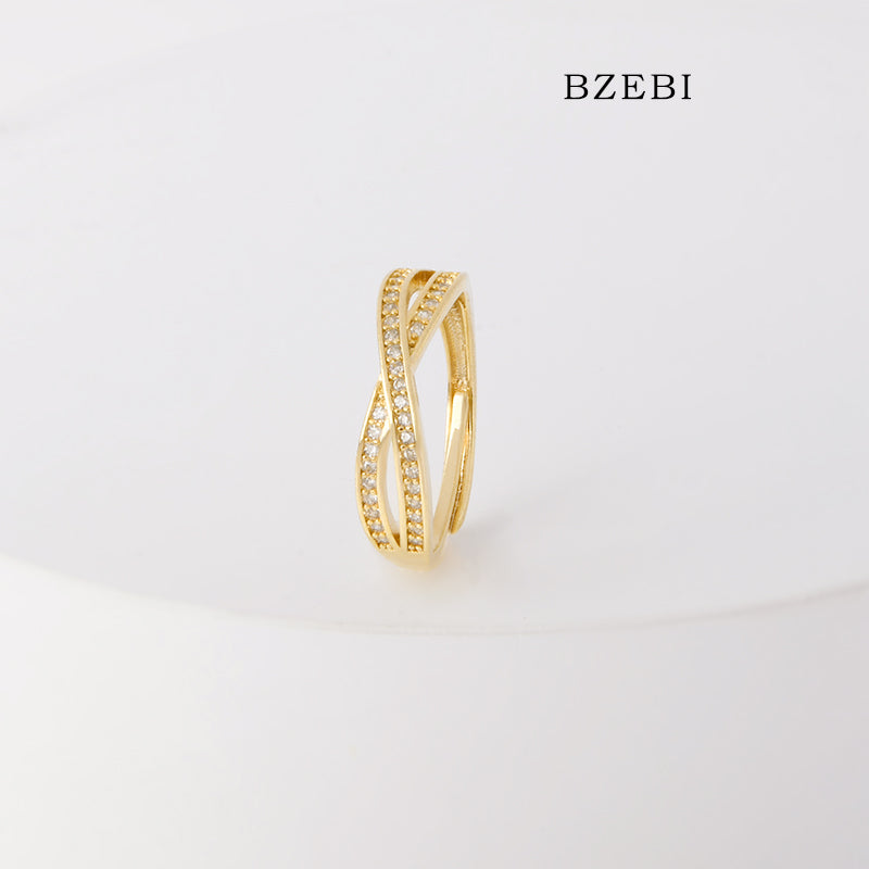 BZEBI 18k Gold Plated Cubic Zirconia Figure Eight Rings for Women with Box