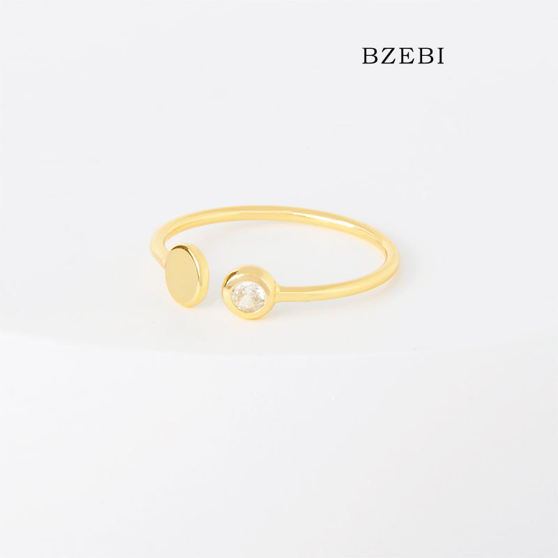 BZEBI 18k Gold Plated Cubic Zirconia Simple Fashion Rings for Women with Box