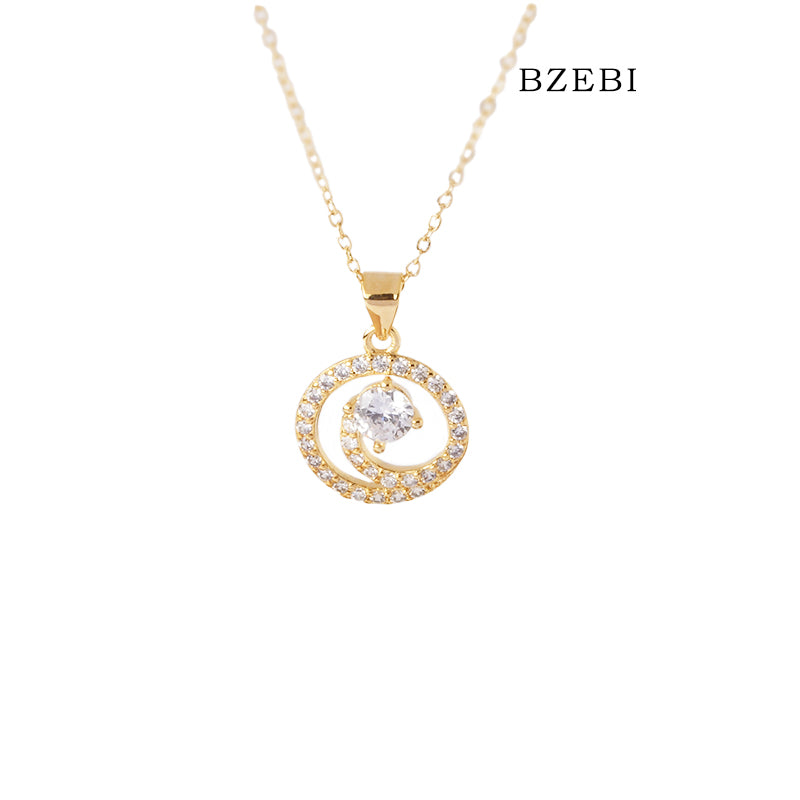 BZEBI 18k Gold Plated Cubic Zirconia Dream Necklace for Women with Box