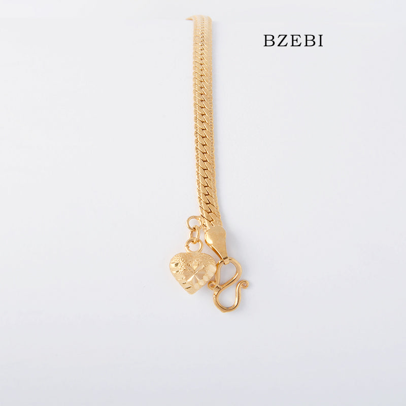 BZEBI 18k Gold Plated Cubic Zirconia Flat Snake Bracelet for Women with Box