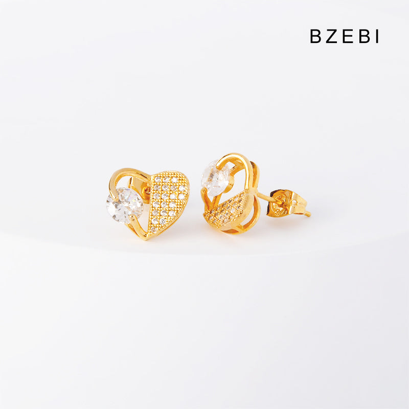 BZEBI 14k Heart Direction Earrings Women