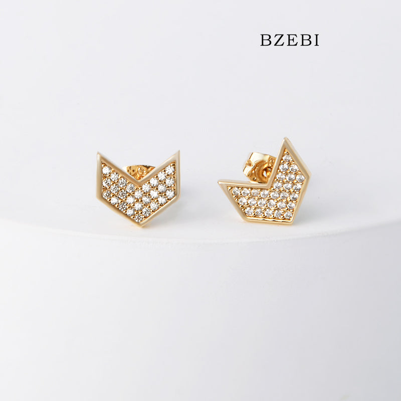 BZEBI 18k Gold Plated Cubic Zirconia Fashion Gold Plated K-pop K-pop Music BTS Women's Earring Accessories