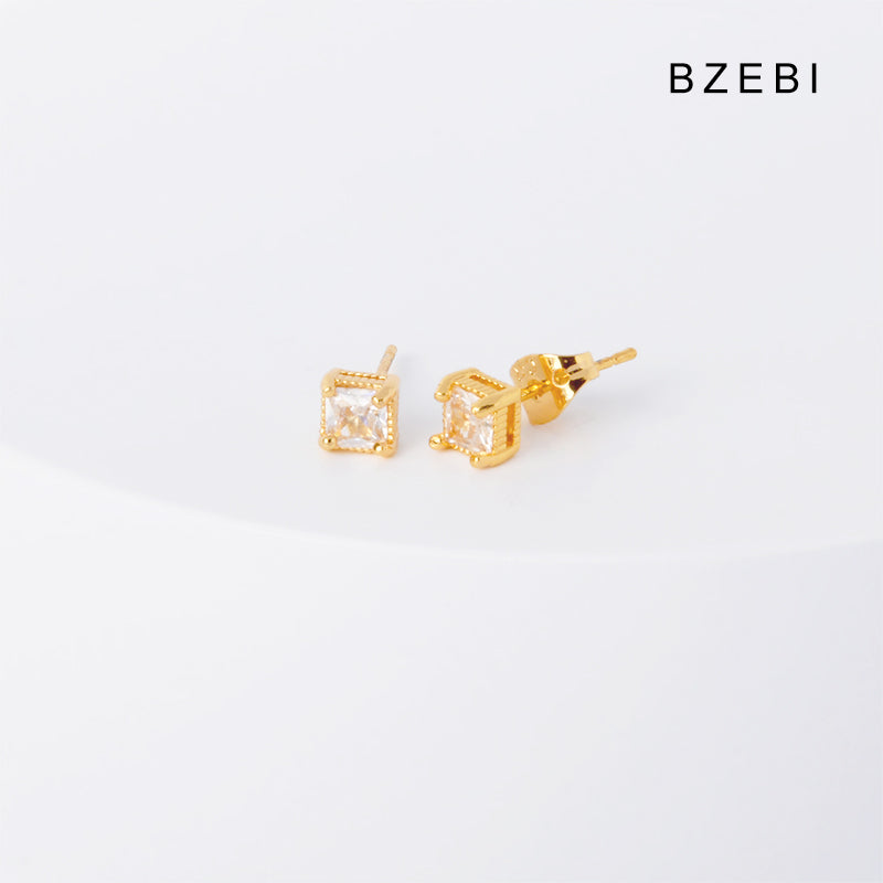 BZEBI 14k Fashion Square Design Girls Earrings