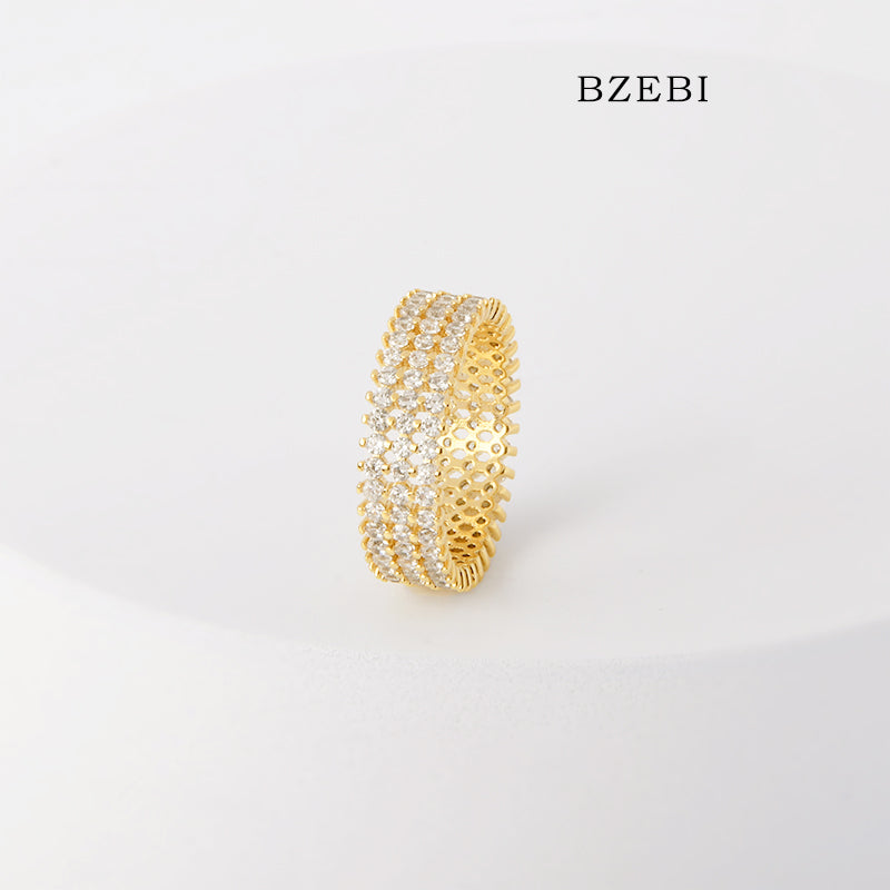 BZEBI 18k Gold Plated Cubic Zirconia Kaleidoscope Rings for Women with Box