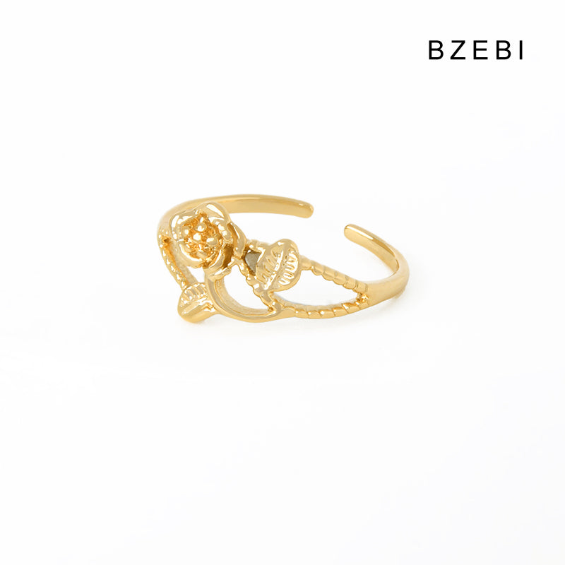 Niche design fashion flower ring