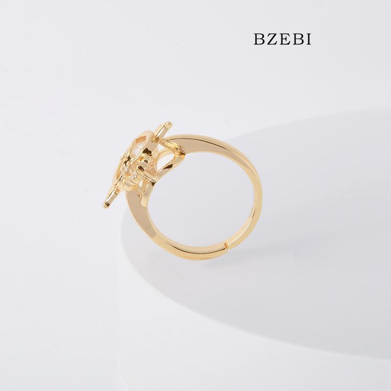 BZEBI 18k Gold Plated Cubic Zirconia Sorcerer Ring for Women with Box