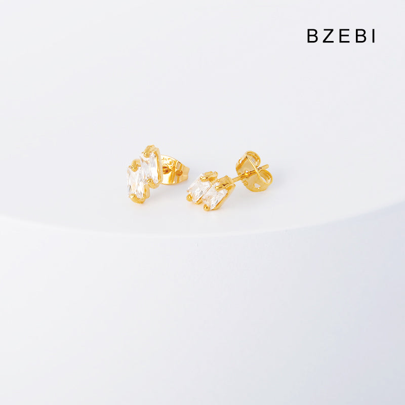 BZEBI 14k wave pattern earrings niche design girls