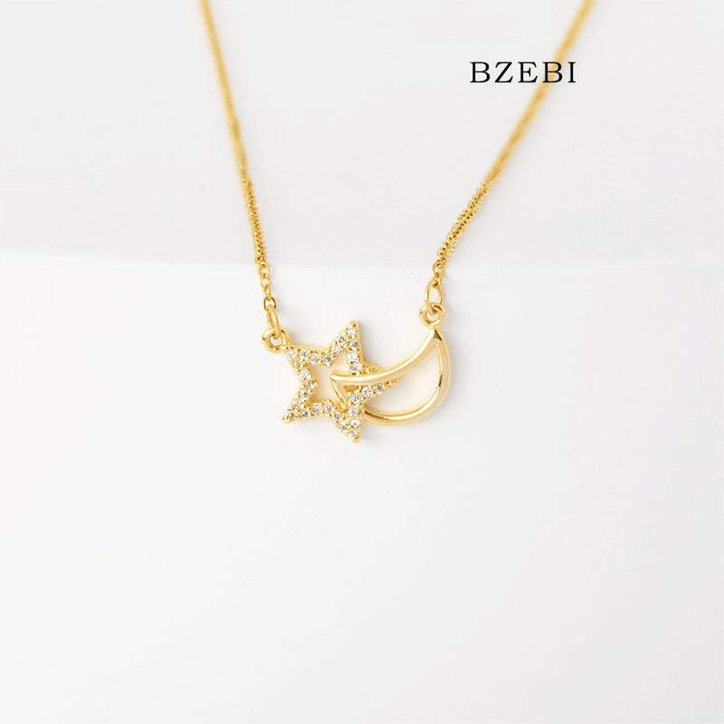 Star and Moon Linked Necklace