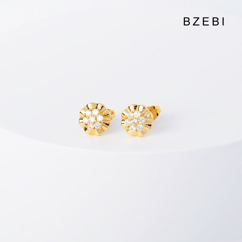 BZEBI 14k round earrings niche design fashion