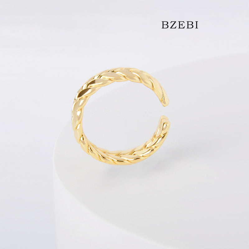 BZEBI 18k Gold Plated Cubic Zirconia Braided Rings for Women with Box