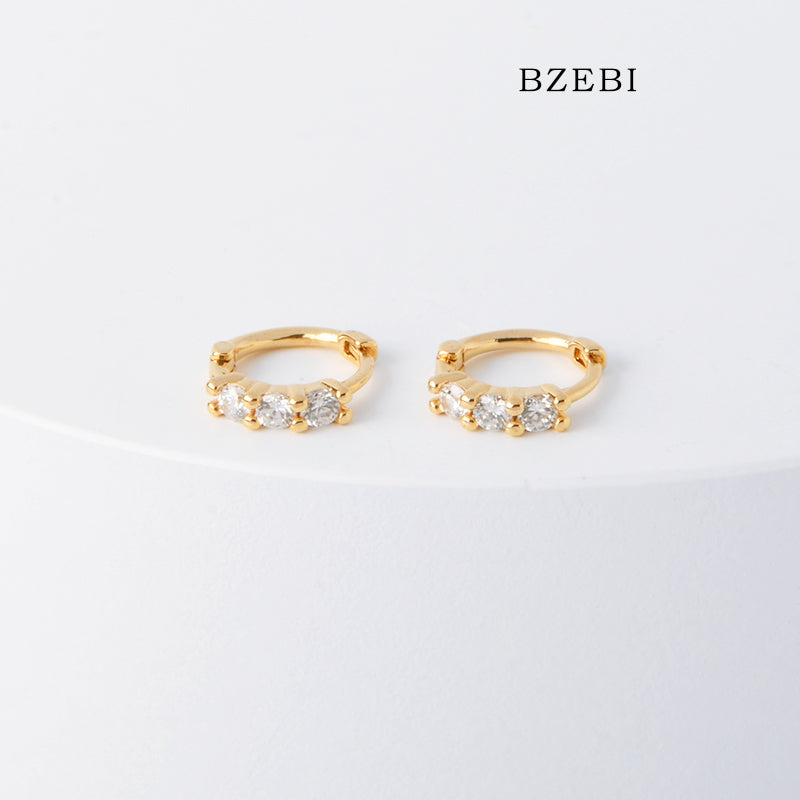 BZEBI 18k Gold Plated Cubic Zirconia Fashion Zircon Stud Earrings for Women with Box