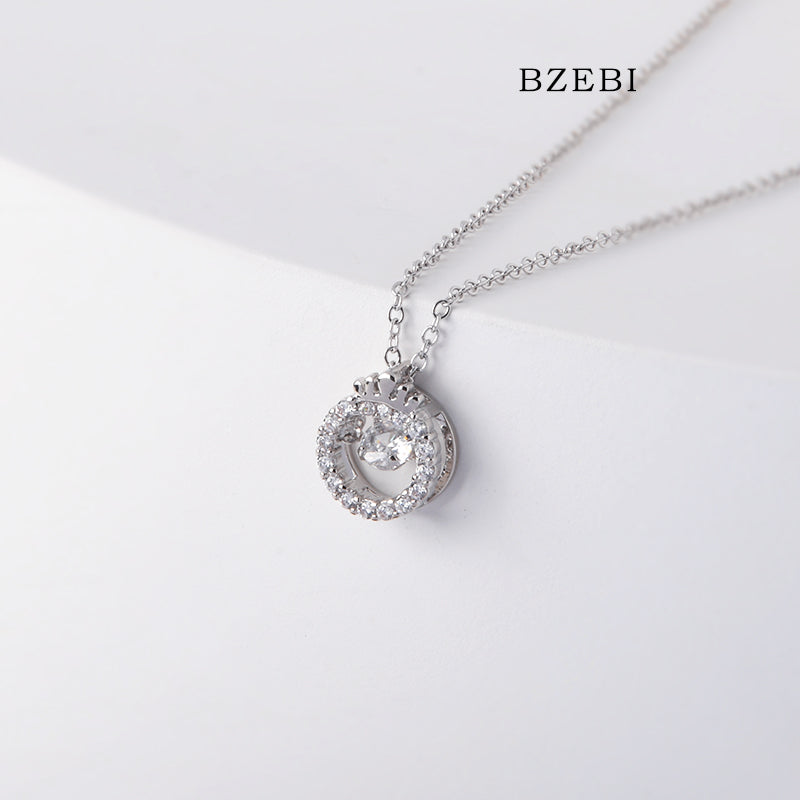 BZEBI 18k Gold Plated Cubic Zirconia Round Twisted Zircon Necklace for Women with Box