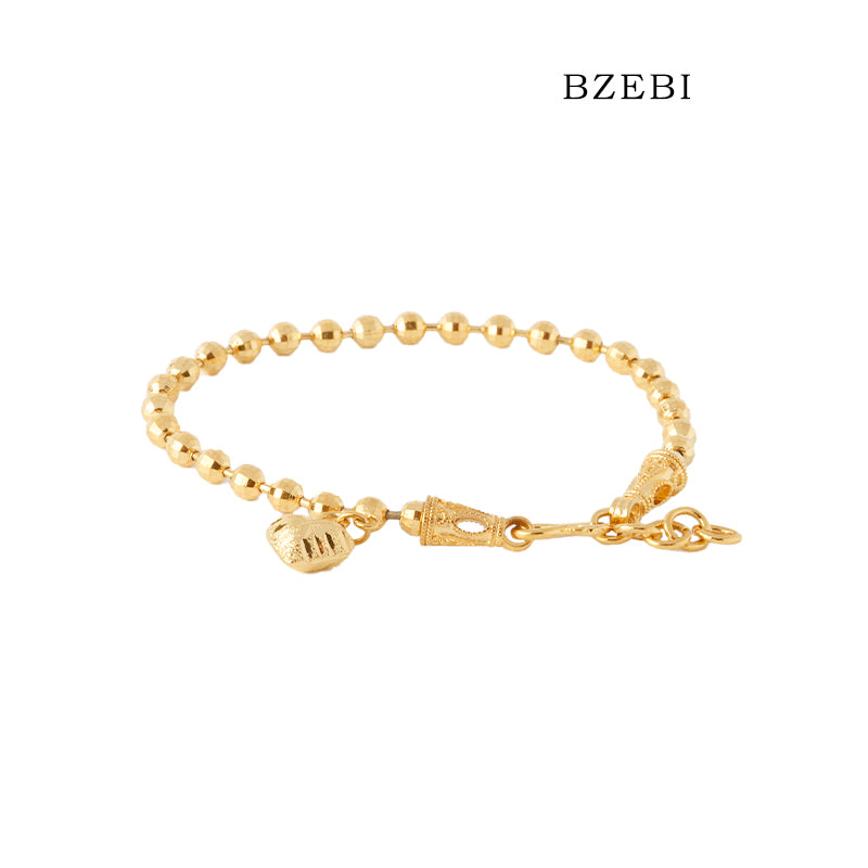 BZEBI 18k Gold Plated Cubic Zirconia Transfer Bead  Bracelet for Women with Box