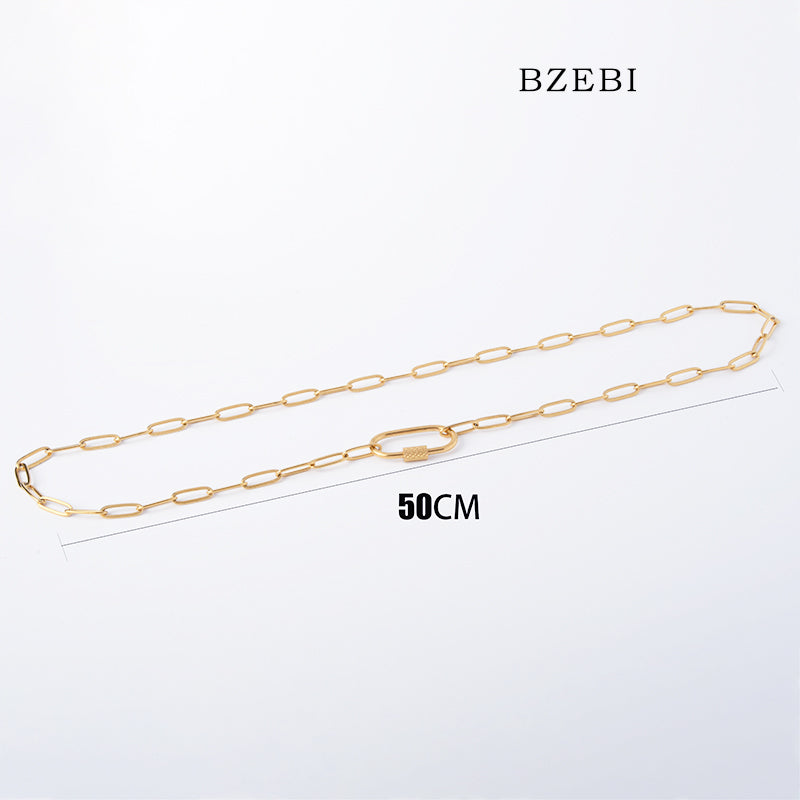 BZEBI 18k Gold Plated Cubic Zirconia Gold Plated Pin Necklace for Women with Box