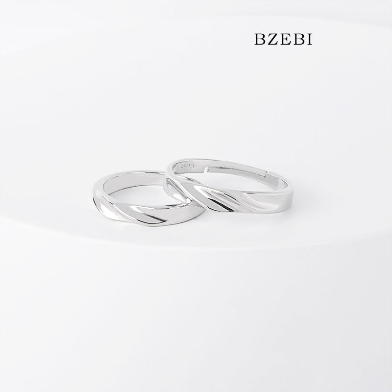 BZEBI 18k Gold Plated Cubic Zirconia Simple and Ultimate Couple Rings for Women with Box