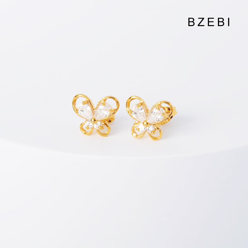 BZEBI 14k Love has butterfly earrings fashion design