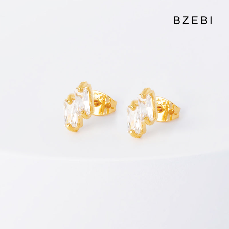 BZEBI 14k wave pattern earrings niche design girls