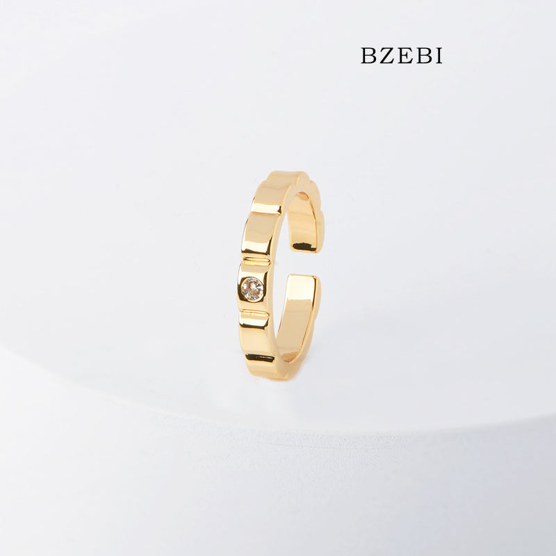 BZEBI 18k Gold Plated Cubic Zirconia Fashion Single Ring for Women with Box