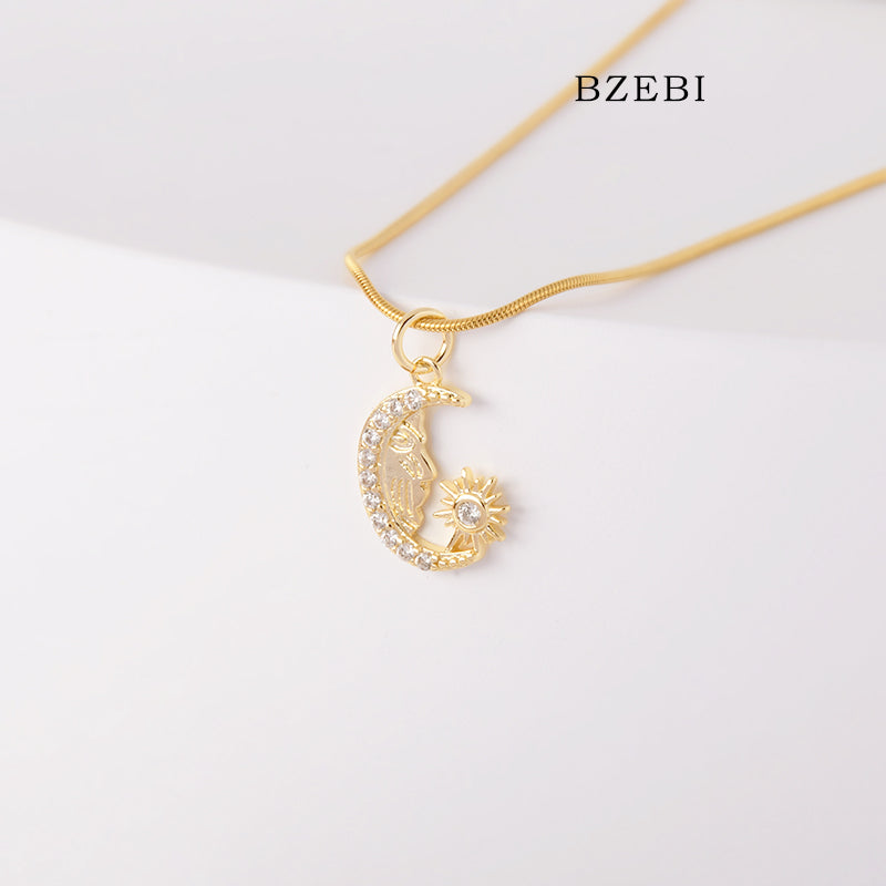 BZEBI 18k Gold Plated Cubic Zirconia light of hope Necklace for Women with Box