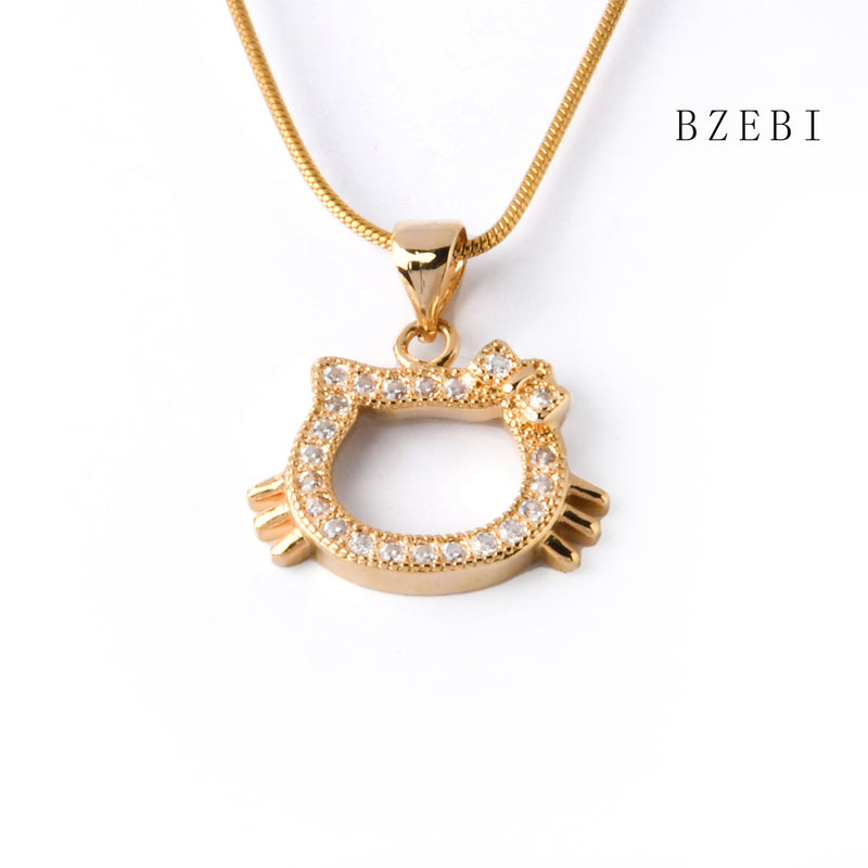 18k Gold Plated Cubic Zirconia The cat head Necklace for Women with Box