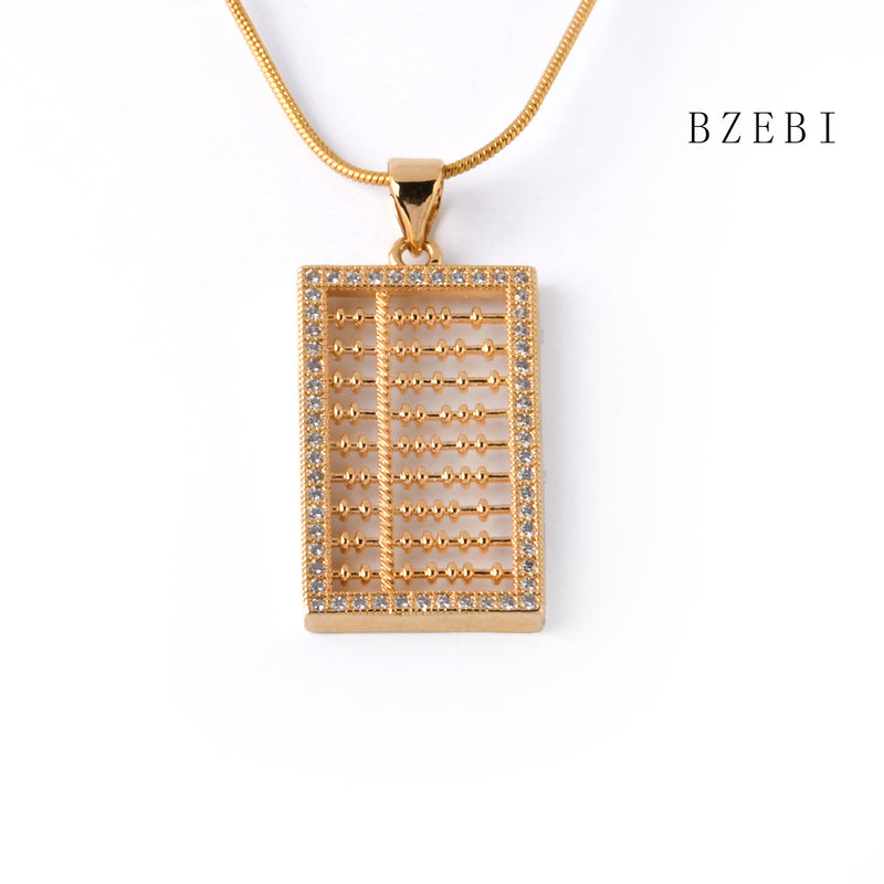 18k Gold Plated Cubic Zirconia Mini abacus Necklace for Women with Box