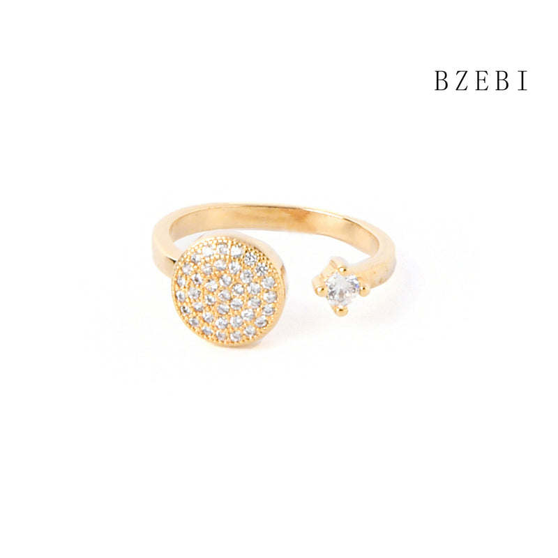 18k Gold Plated Cubic Zirconia Large circle Rings for Women with Box