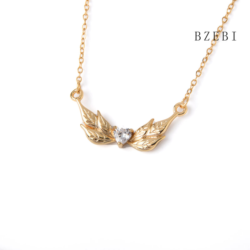 18k Gold Plated Cubic Zirconia wings Necklace for Women with Box