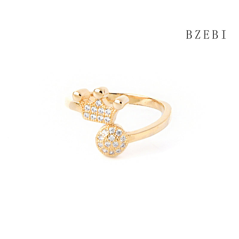 18k Gold Plated Cubic Zirconia crown Rings for Women with Box