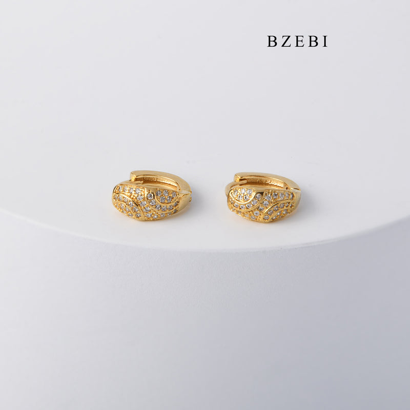 BZEBI Luxury 18K stainless steel gold-plated pattern with Cubic Zircon Earrings earrings for men and women