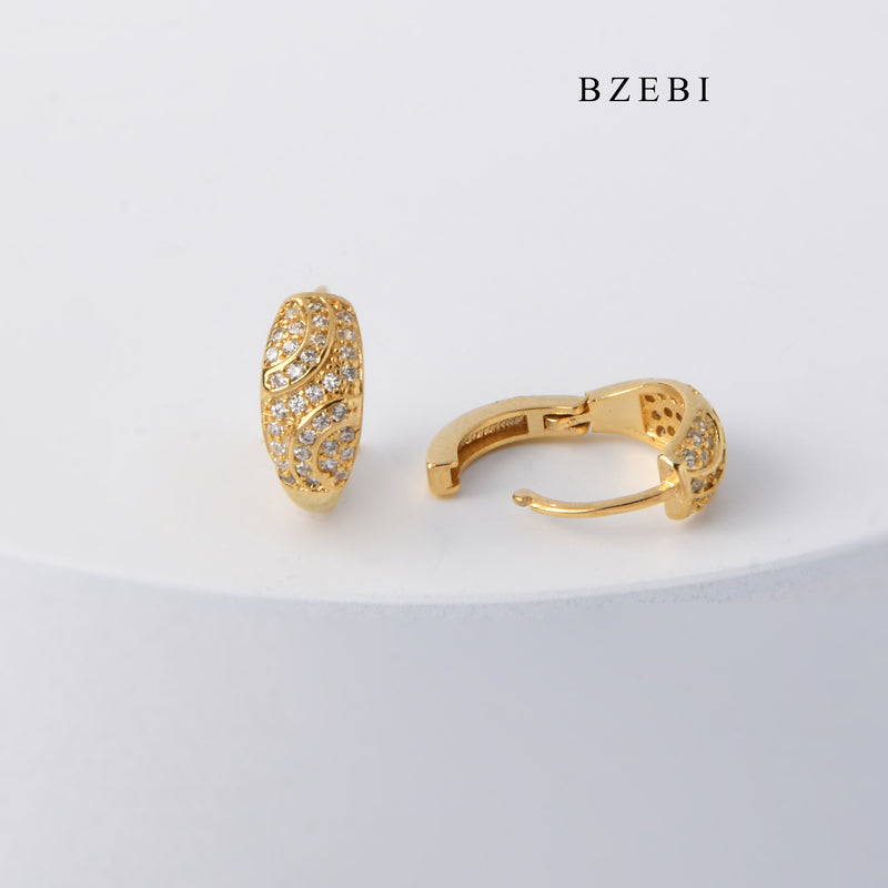 BZEBI Luxury 18K stainless steel gold-plated pattern with Cubic Zircon Earrings earrings for men and women