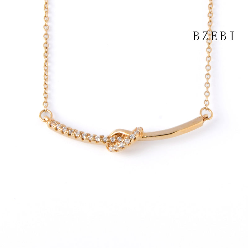 18k Gold Plated Cubic Zirconia arc Necklace for Women with Box