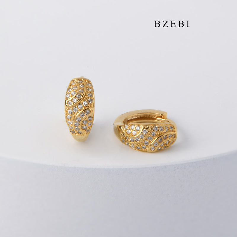 BZEBI Luxury 18K stainless steel gold-plated pattern with Cubic Zircon Earrings earrings for men and women